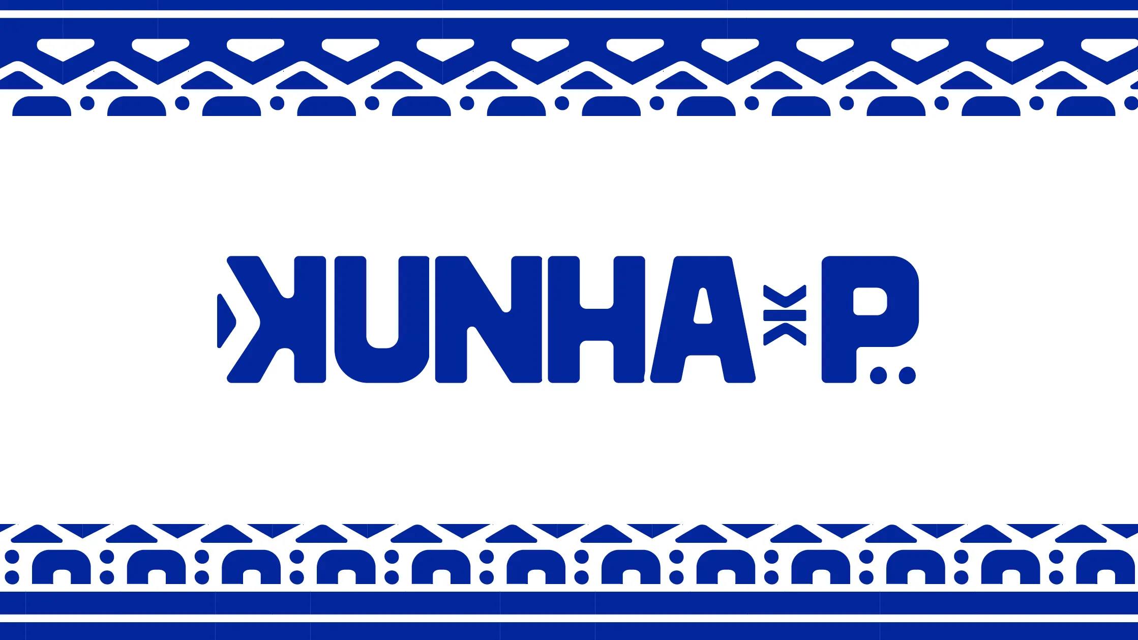 kunha-p logo in blue and white